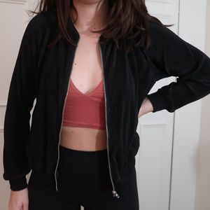 Honeybum black ribbed bomber jacket
